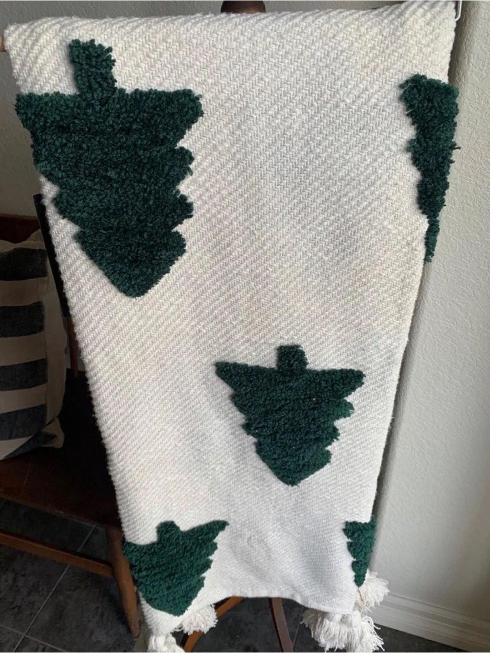 Rachel Zoe Tree Decorative Throw Blanket w/ Tassels  50” inches x 60” inches